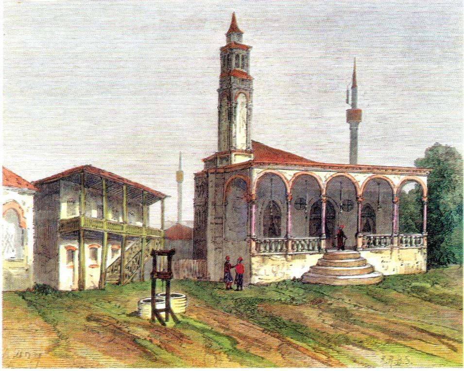 Πηγάδι στην αυλή του Σαατλή τζαμί. Επιχρωμ. Ξυλογραφία 1876.