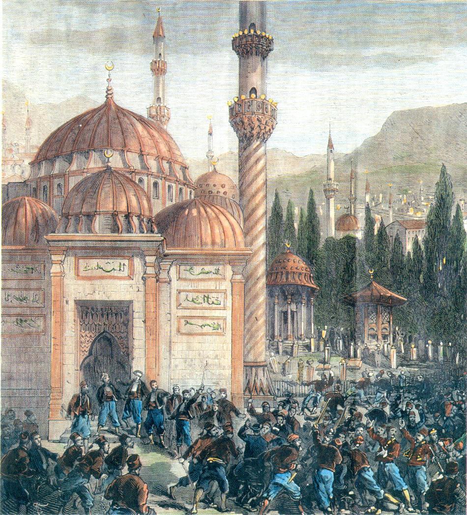 Φανταστική απεικόνιση του Σαατλή τζαμί. Το 2ο κιόσκι δεξιά είναι σεμπίλ-χανέ.