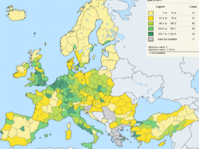 πληθυσμιακη πυκνοτητα ανα περιφερεια